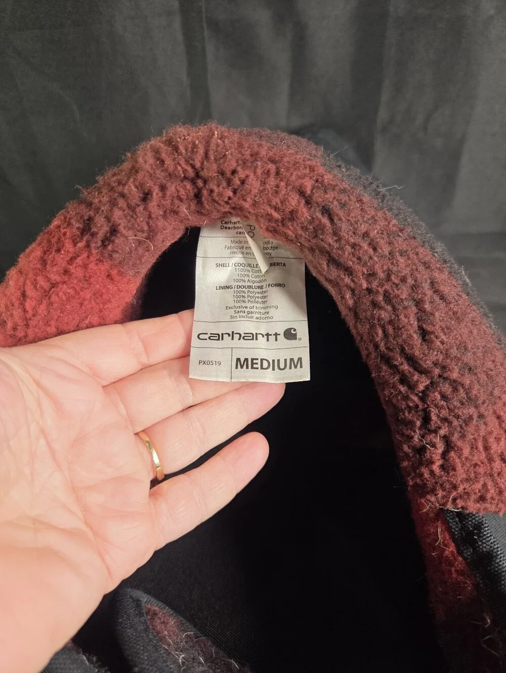 Black Medium Carhartt Fleece Lined Dog Coat